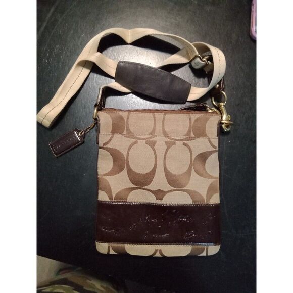 Coach No. Do867-41644 Crossbody Swingpack Brown & Cream - Picture 1 of 8